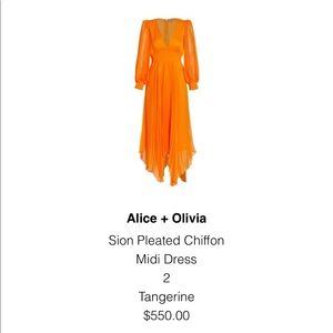 Alice and Olivia tangerine dress